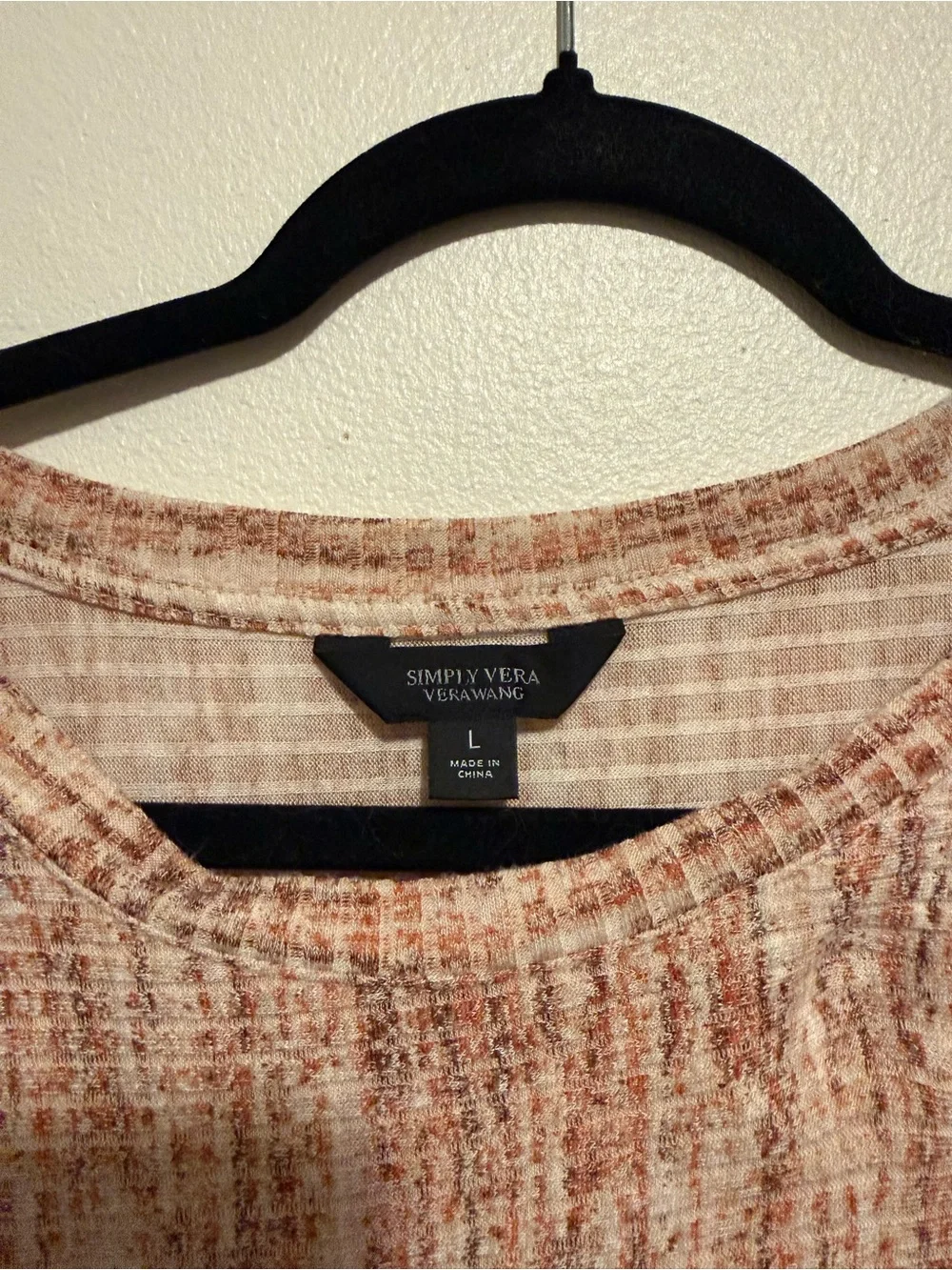 Simply Vera Vera Wang Short Sleeve Knit Top in Blush-Tan Heather